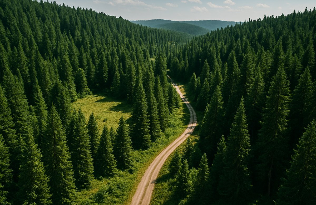 Aerial view of acreage with access road